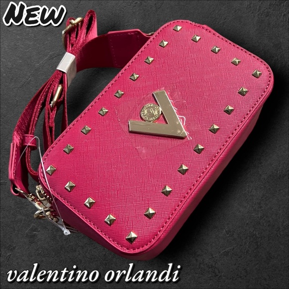 Valentino Handbags - NEW Valentino Orlandi Pink Crossbody Bag – Studded Logo Design